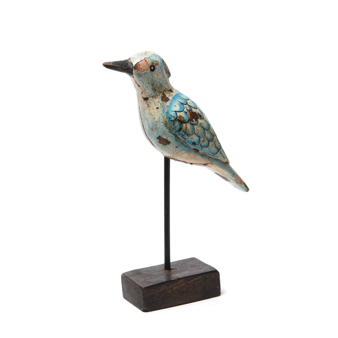 Painted Wooden Bird On Stand From Rajasthan | Indigo Antiques