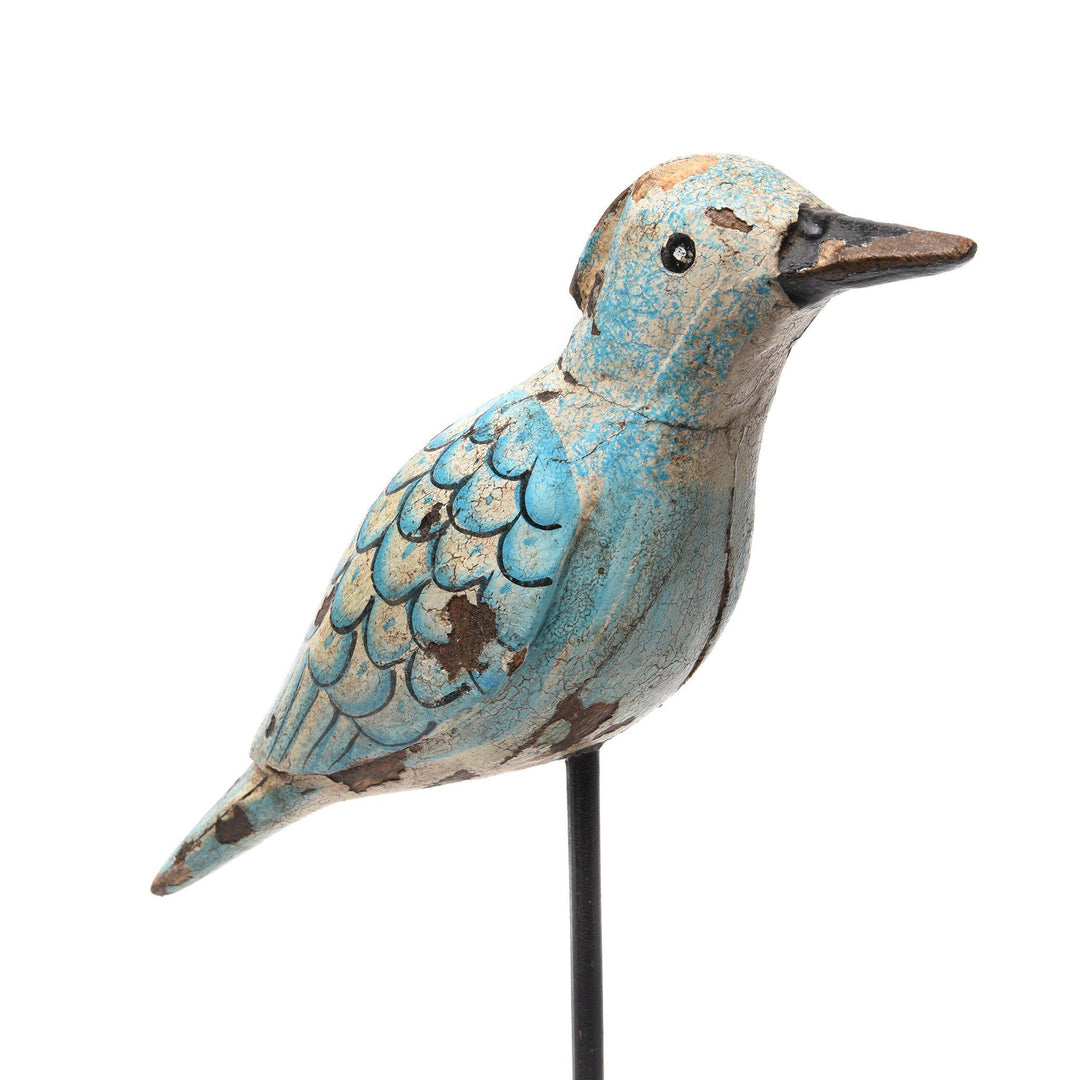 Painted Wooden Bird On Stand From Rajasthan | Indigo Antiques