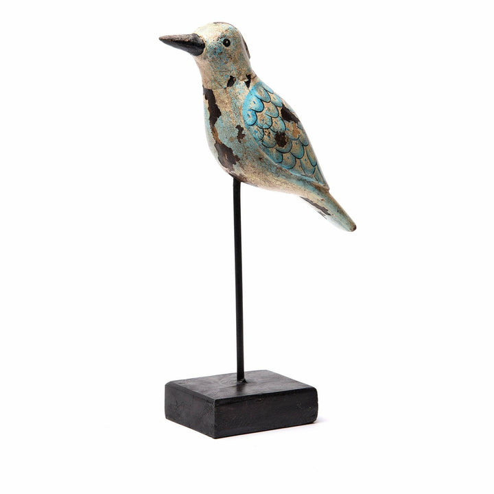 Painted Wooden Bird On Stand From Rajasthan | Indigo Antiques