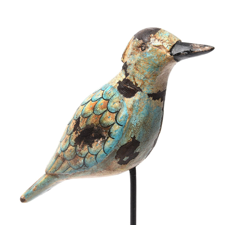 Painted Wooden Bird On Stand From Rajasthan | Indigo Antiques