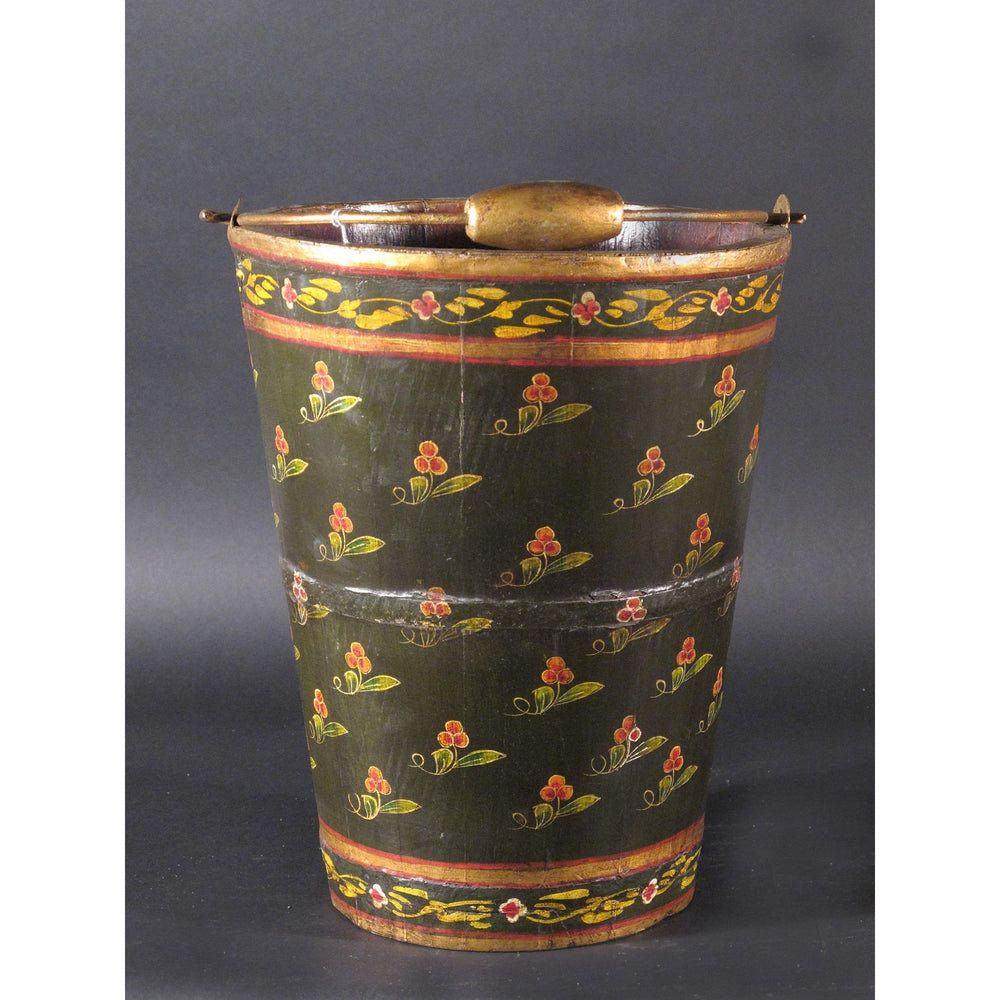 Painted Wooden Bucket From Rajasthan | Indigo Oriental Antiques