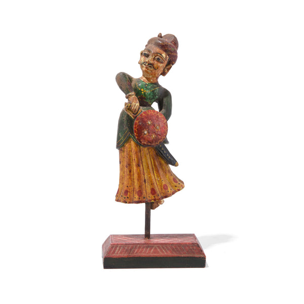 Painted Wooden Figure From Pratapgargh - 19thC