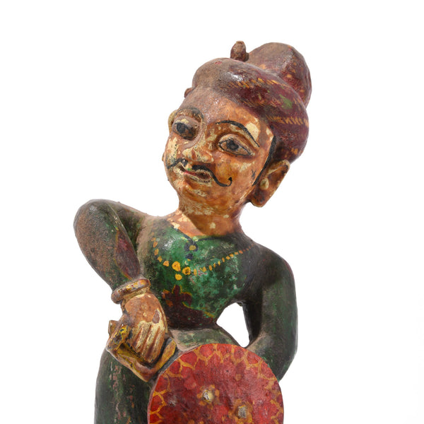 Painted Wooden Figure From Pratapgargh - 19thC