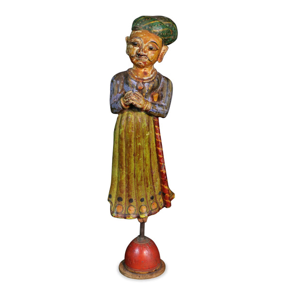 Painted Wooden Figure From Pratapgargh - 19thC