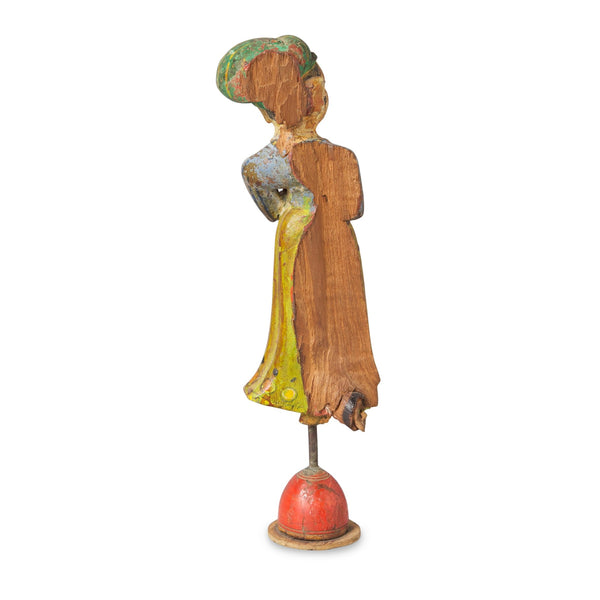 Painted Wooden Figure From Pratapgargh - 19thC
