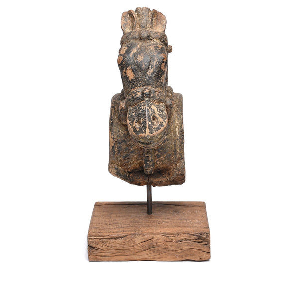 Painted Wooden Horse Head Carving From Rajasthan - 19thC
