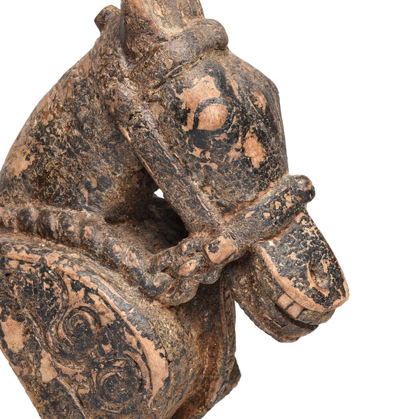Painted Wooden Horse Head Carving From Rajasthan - 19thC