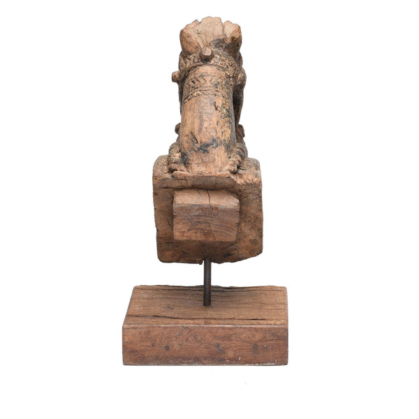 Painted Wooden Horse Head Carving From Rajasthan - 19thC