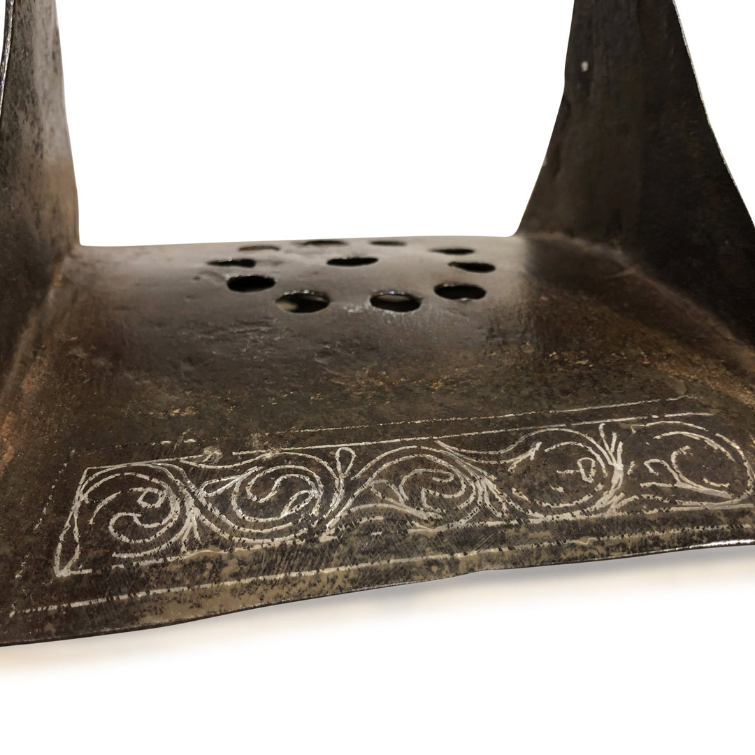 Steel Stirrup Inlaid with Silver - from Morocco - 19thC - 19.5 x 14.5 x 23 (wxdxh cms) - M363