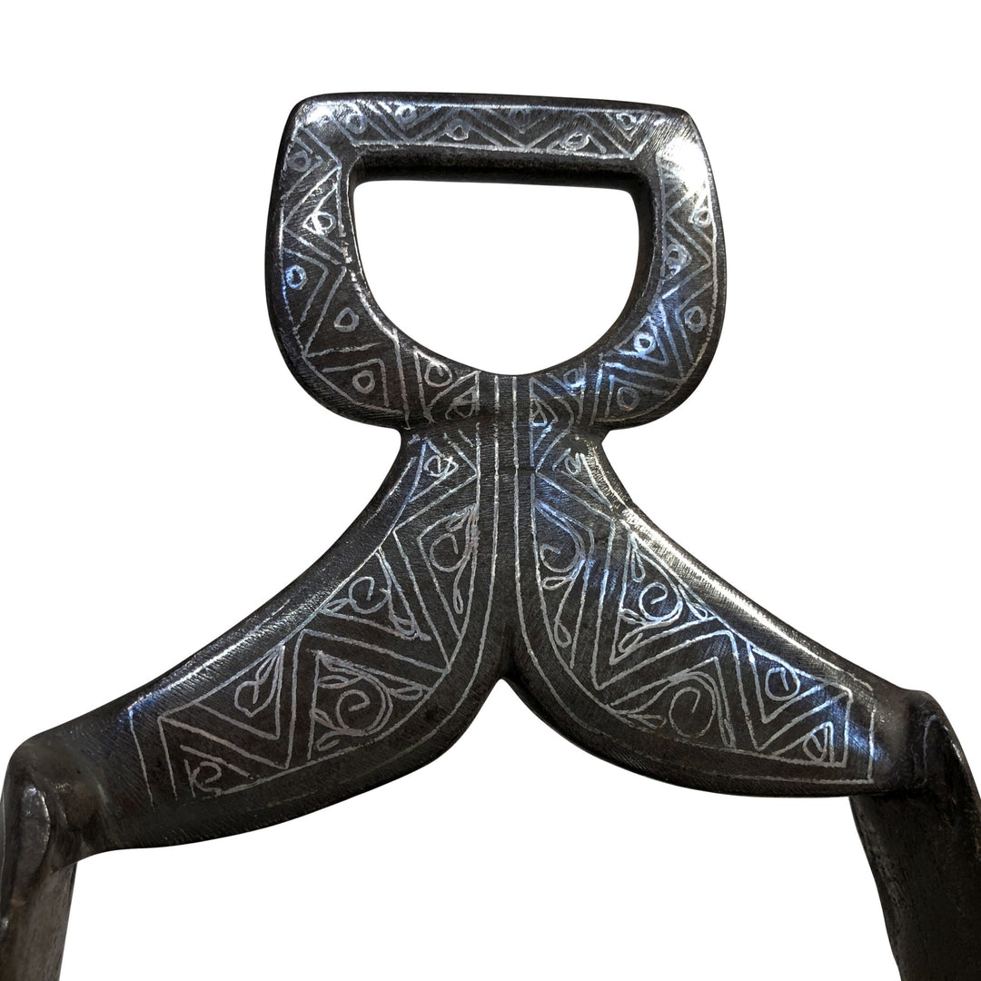 Steel Stirrup Inlaid with Silver - from Morocco - 19thC - 19.5 x 14.5 x 23 (wxdxh cms) - M363