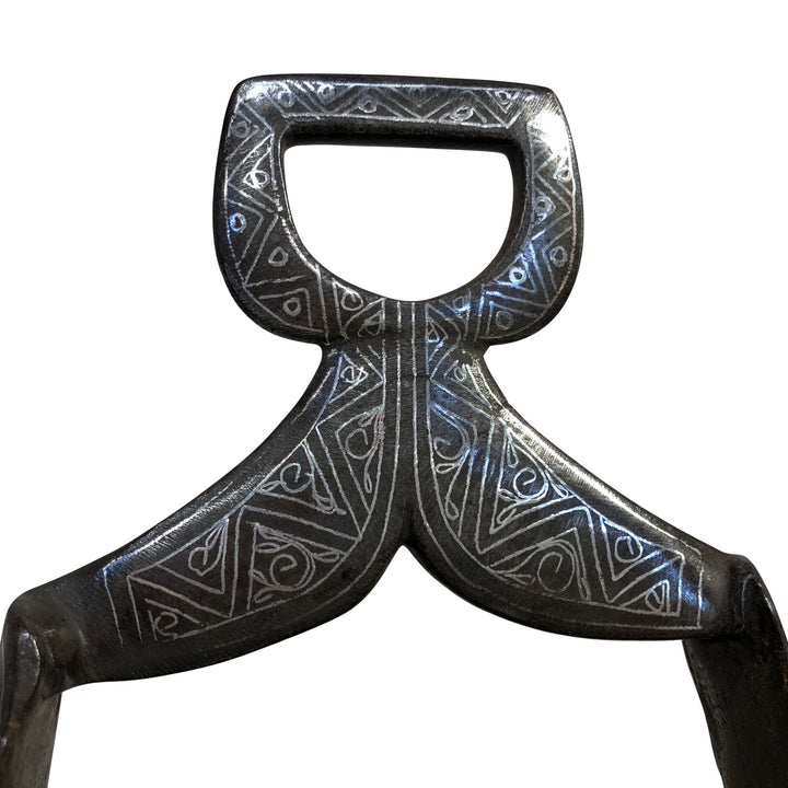 Steel Stirrup Inlaid with Silver - from Morocco - 19thC - 19.5 x 14.5 x 23 (wxdxh cms) - M363