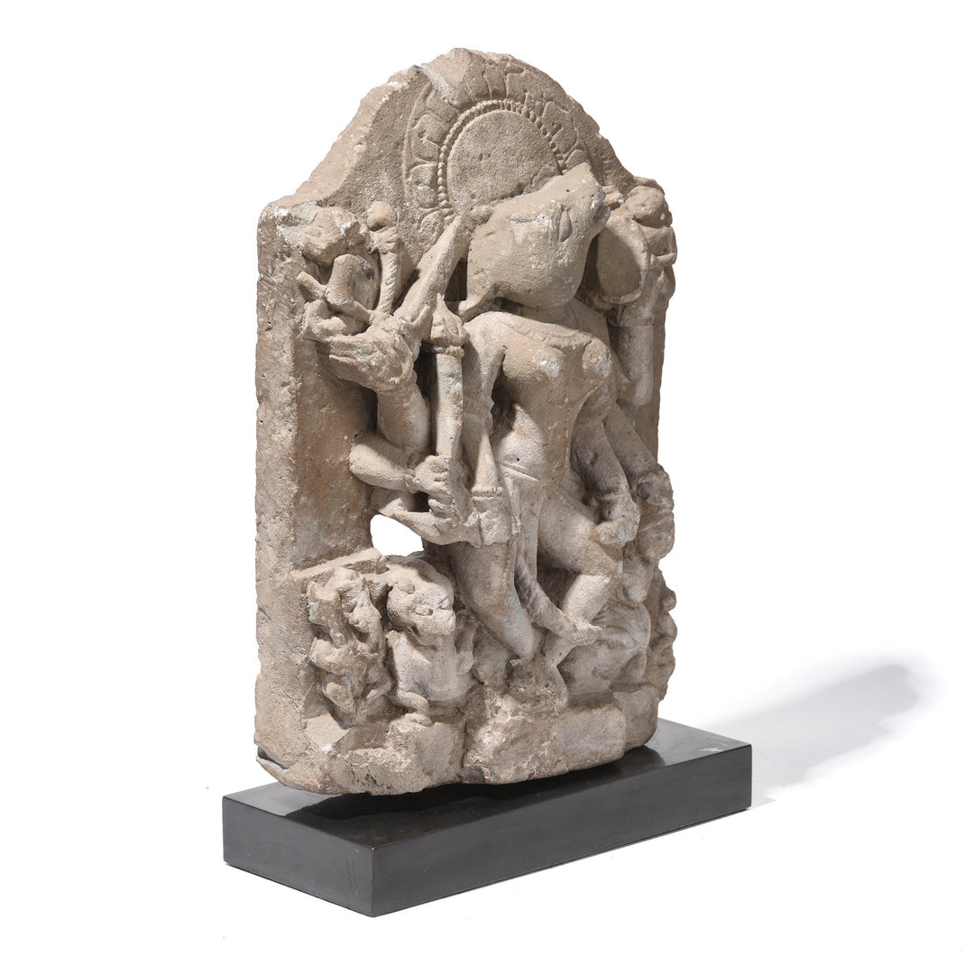 Antique Indian Stone Varuna Statue On Stand - Late 18thC | Indigo Antiques