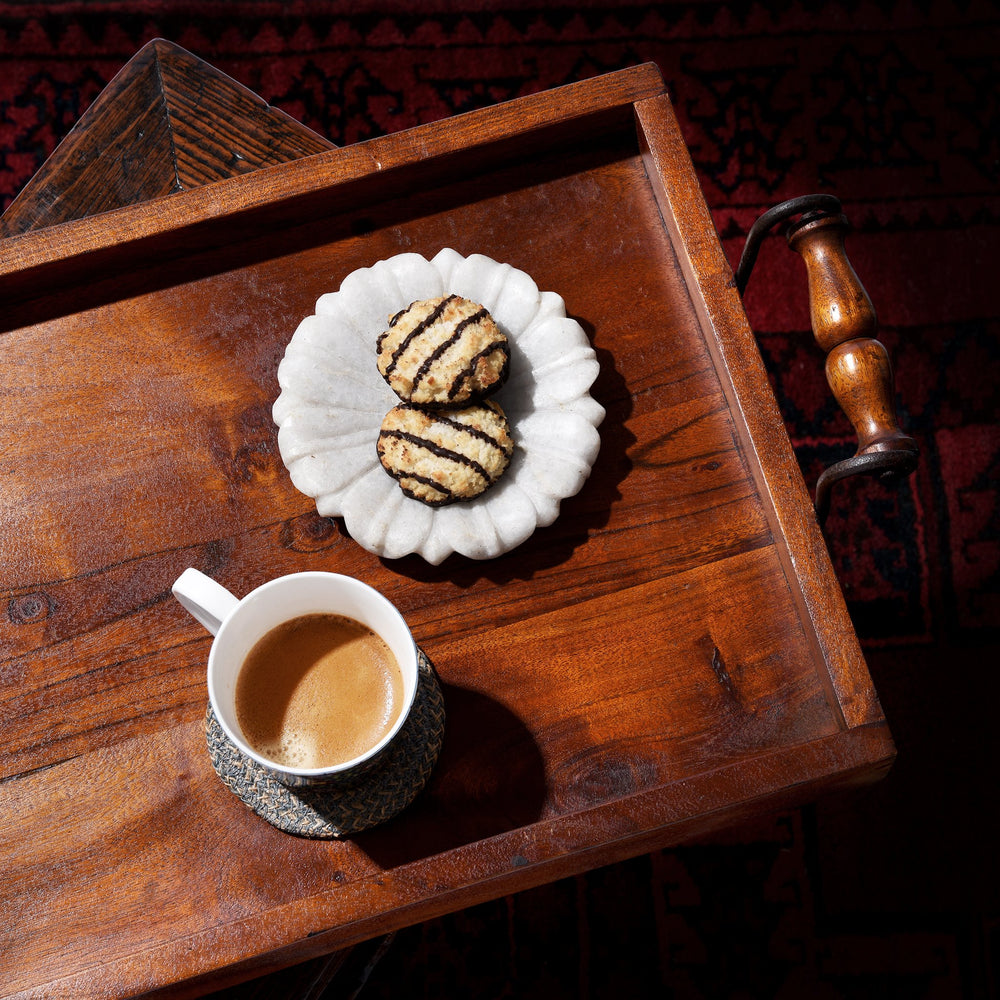 Acacia wood Tea tray with Iron Handles - 55 x 35 x 5 (wxdxh cms) - A00038