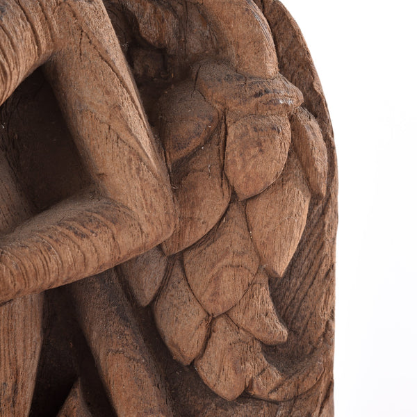 Teakwood Carving of a Musician From Gujarat - 18thC