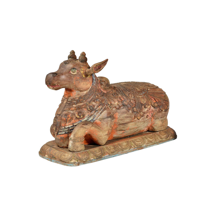 Vintage Carved Teakwood Nandi Bull | Indigo Oriental Antiques