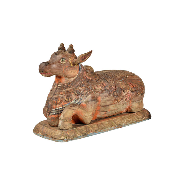 Vintage Carved Teakwood Nandi Bull
