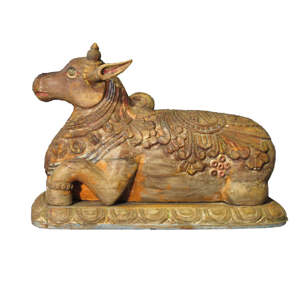 Vintage Carved Teakwood Nandi Bull