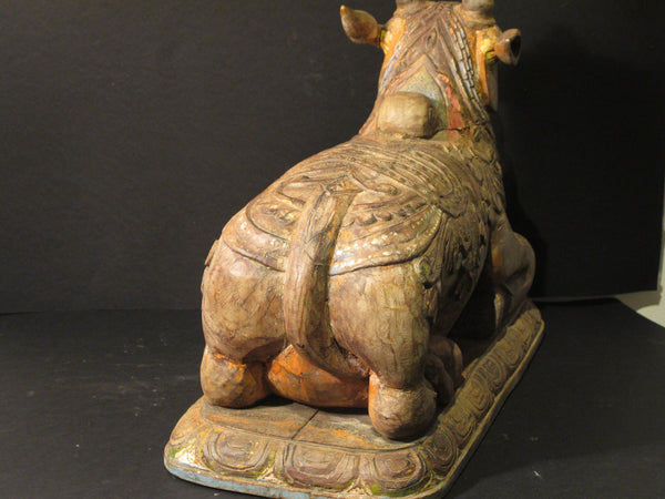 Vintage Carved Teakwood Nandi Bull