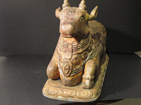Vintage Carved Teakwood Nandi Bull