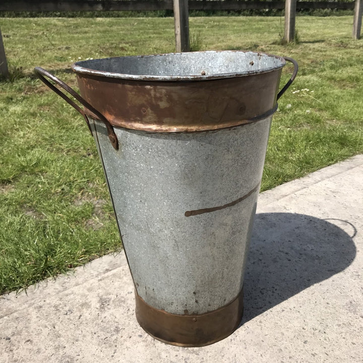 Galvanised Iron Tapered Bucket - From Rajasthan - 35 x 35 x 50 (wxdxh cms) - A5964