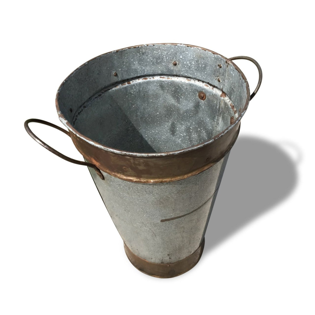 Galvanised Iron Tapered Bucket - From Rajasthan - 35 x 35 x 50 (wxdxh cms) - A5964