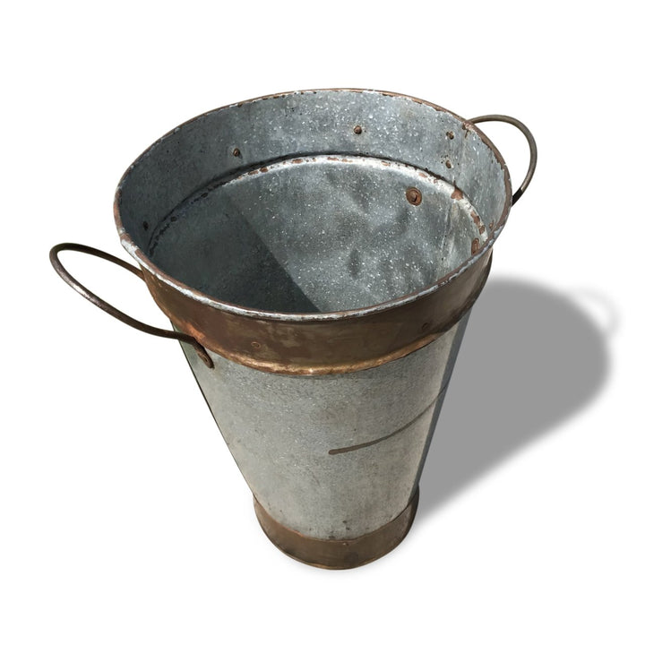 Galvanised Iron Tapered Bucket - From Rajasthan - 35 x 35 x 50 (wxdxh cms) - A5964