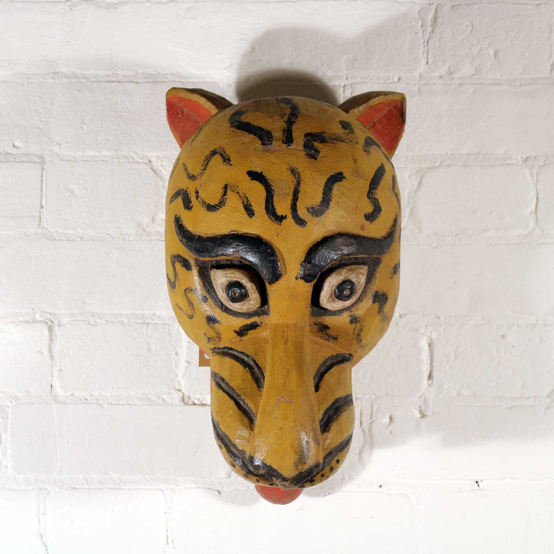 Vintage Painted Tigers Head from Rajasthan | Indigo Oriental Antiques
