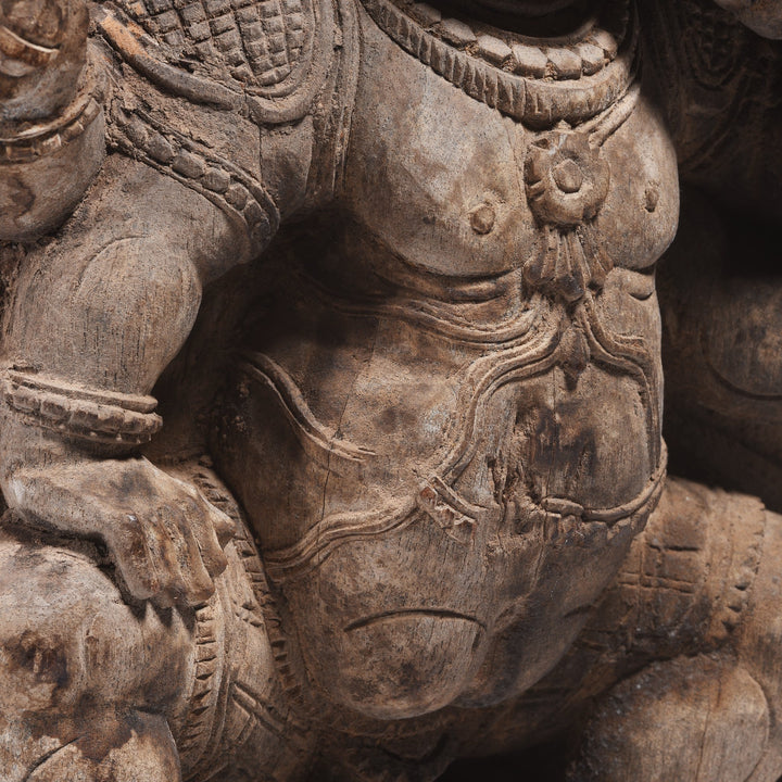 Carved Teak Chariot Carving - Vishnu - 18thC - 21 x 5 x 29 (wxdxh cms) excluding stand - A5917