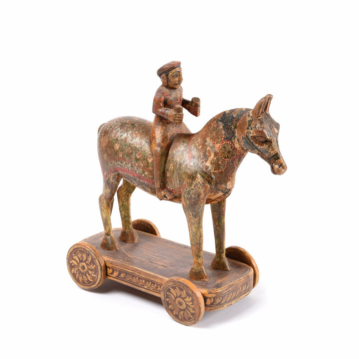 Wooden Painted Horse Wheeltoy - 19thC | Indigo Antiques