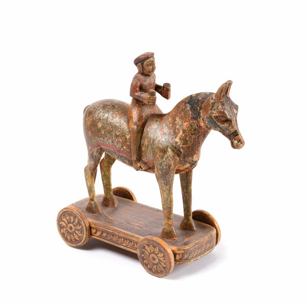 Wooden Painted Horse Wheeltoy - 19thC Wooden Painted Horse Wheeltoy - 19thC
