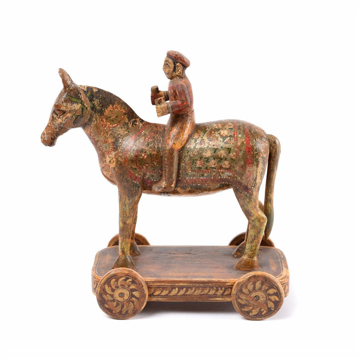 Wooden Painted Horse Wheeltoy - 19thC | Indigo Antiques