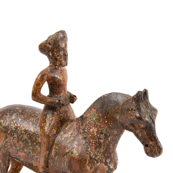 Wooden Painted Horse Wheeltoy - 19thC