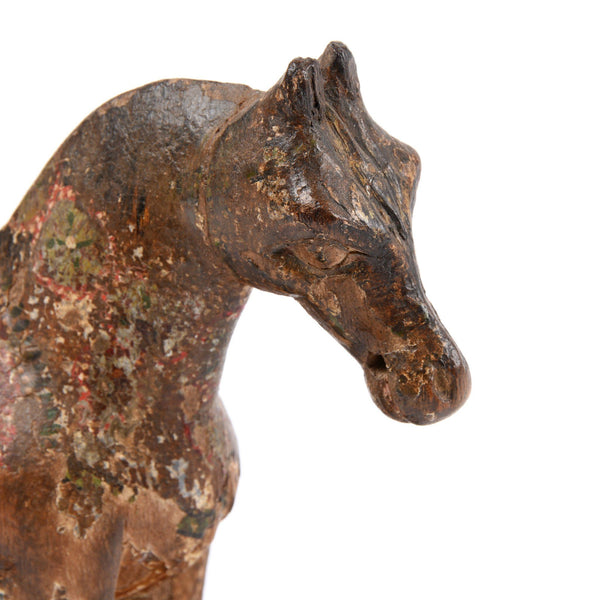 Wooden Painted Horse Wheeltoy - 19thC