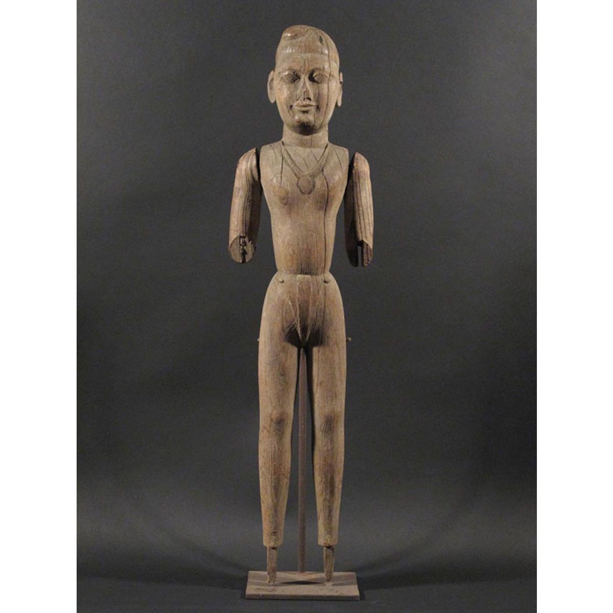 Wooden Tribal Statue  ( Shiva) On Iron Stand - 18thC | Indigo Oriental Antiques