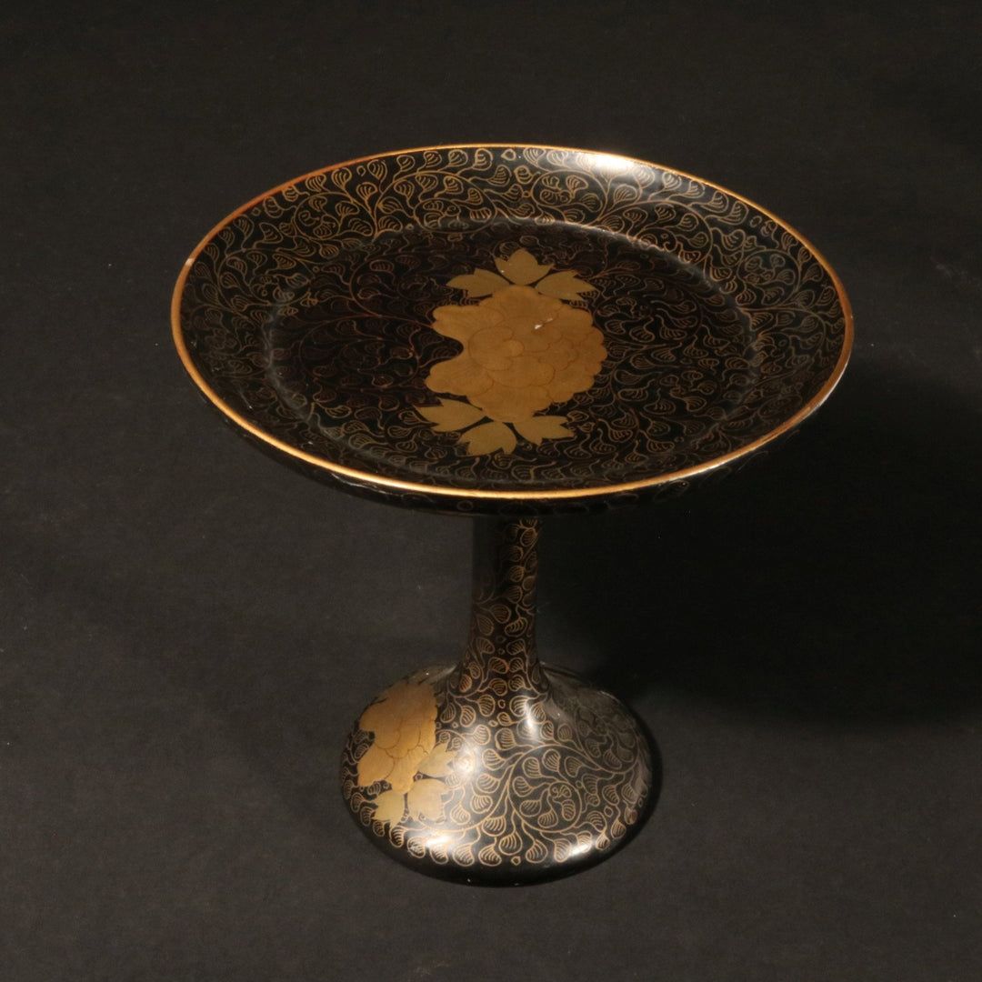 Black Lacquer Stand With Gold Decoration - Ca 1930 | Indigo Oriental Antiques