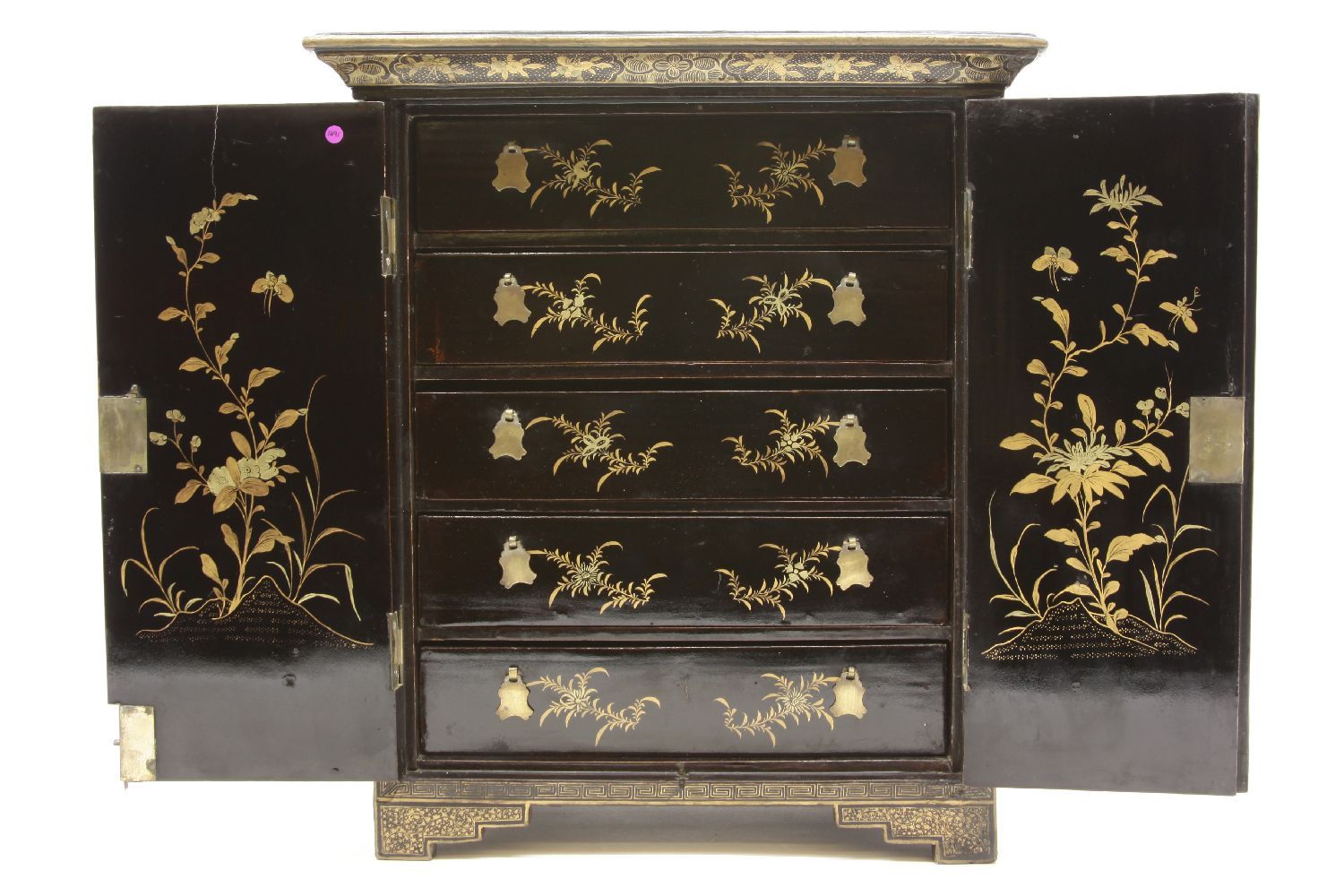 Gilt Black Lacquer Jewellery Cabinet - Early 19thC | Indigo Oriental Antiques
