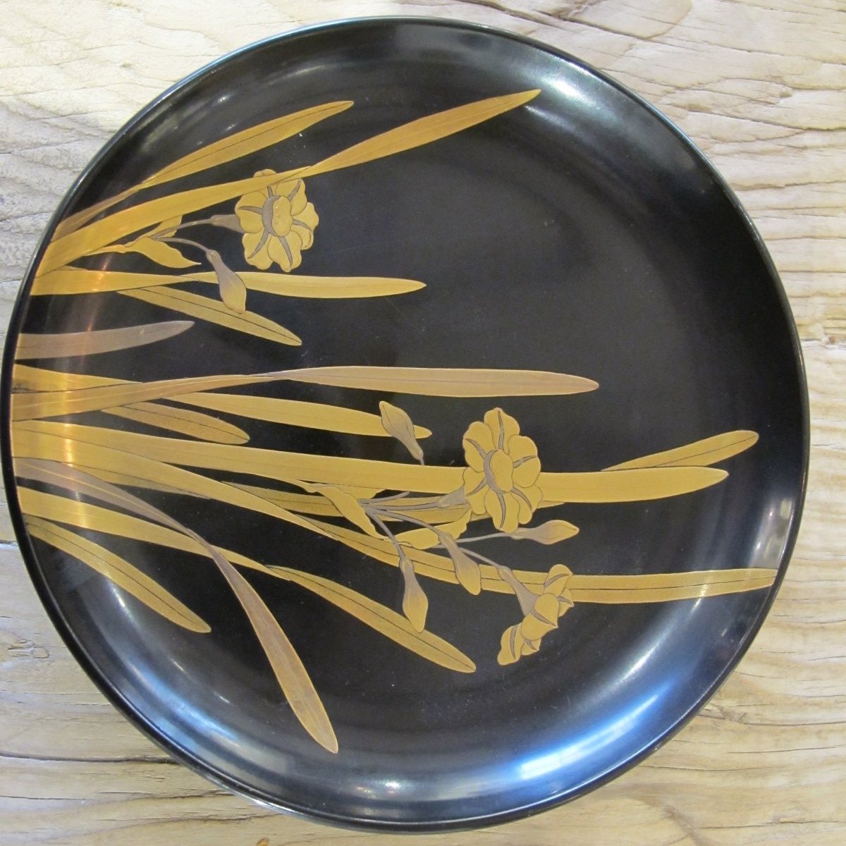 Japanese Black & Gold Lacquer Plate - Meiji Period | Indigo Oriental Antiques