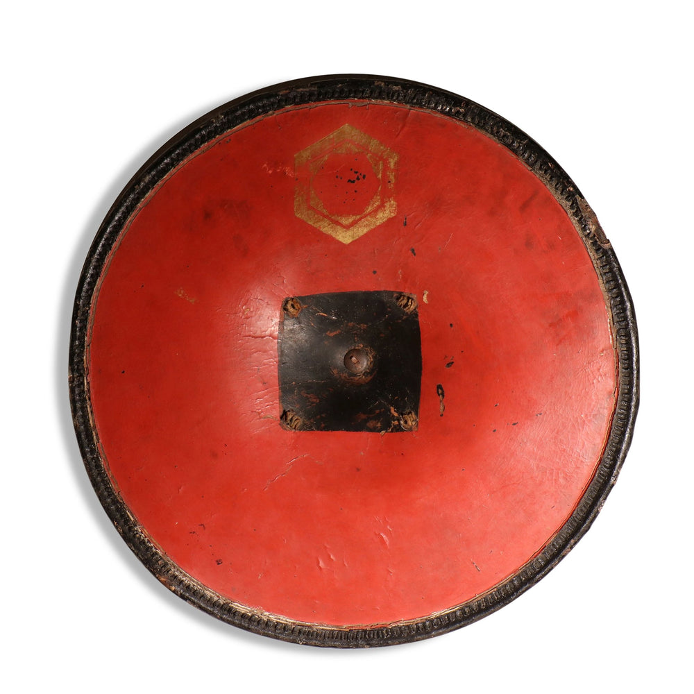 Lacquer Soldiers Hat "Jingasa" with Gilt Painting - 19thC | Indigo Oriental Antiques