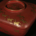 Red Lacquer Gilt Box With Crane Decoration On Stand - Ca 1930