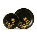 Set of Two Japanese Gilded Black Lacquer Plates - Meiji Period