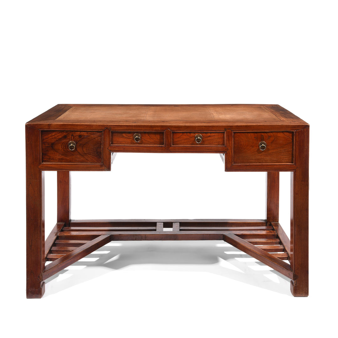 Red Elm Chinese Desk With Cane Top From Shanghai - 19thC | Indigo Oriental Antiques