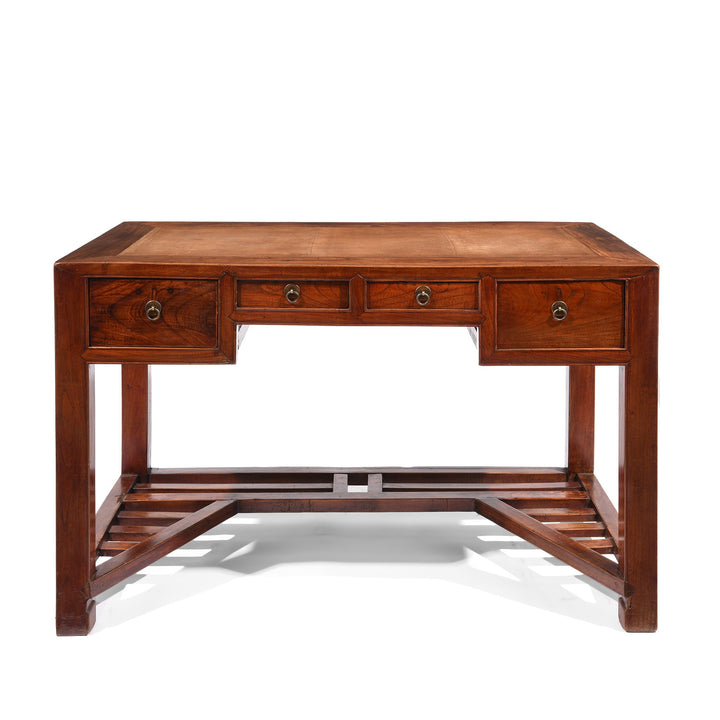 Red Elm Chinese Desk With Cane Top From Shanghai - 19thC | Indigo Oriental Antiques