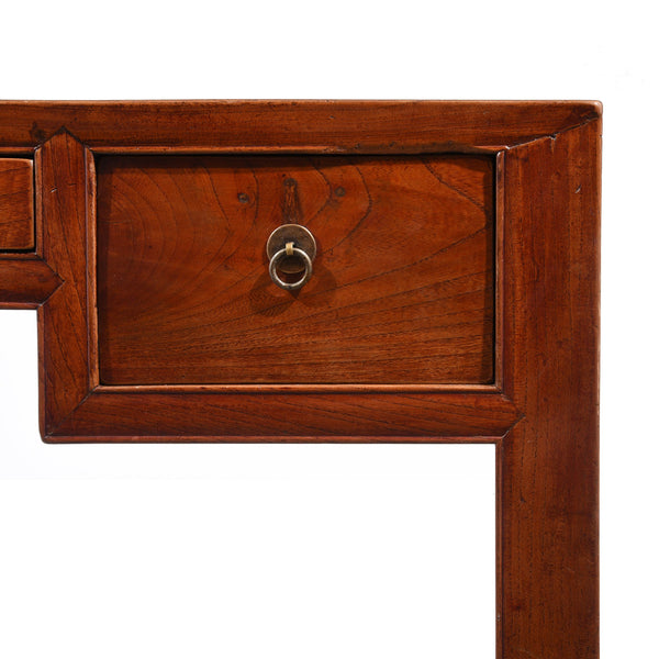 Red Elm Desk With Cane Top From Shanghai - 19thC