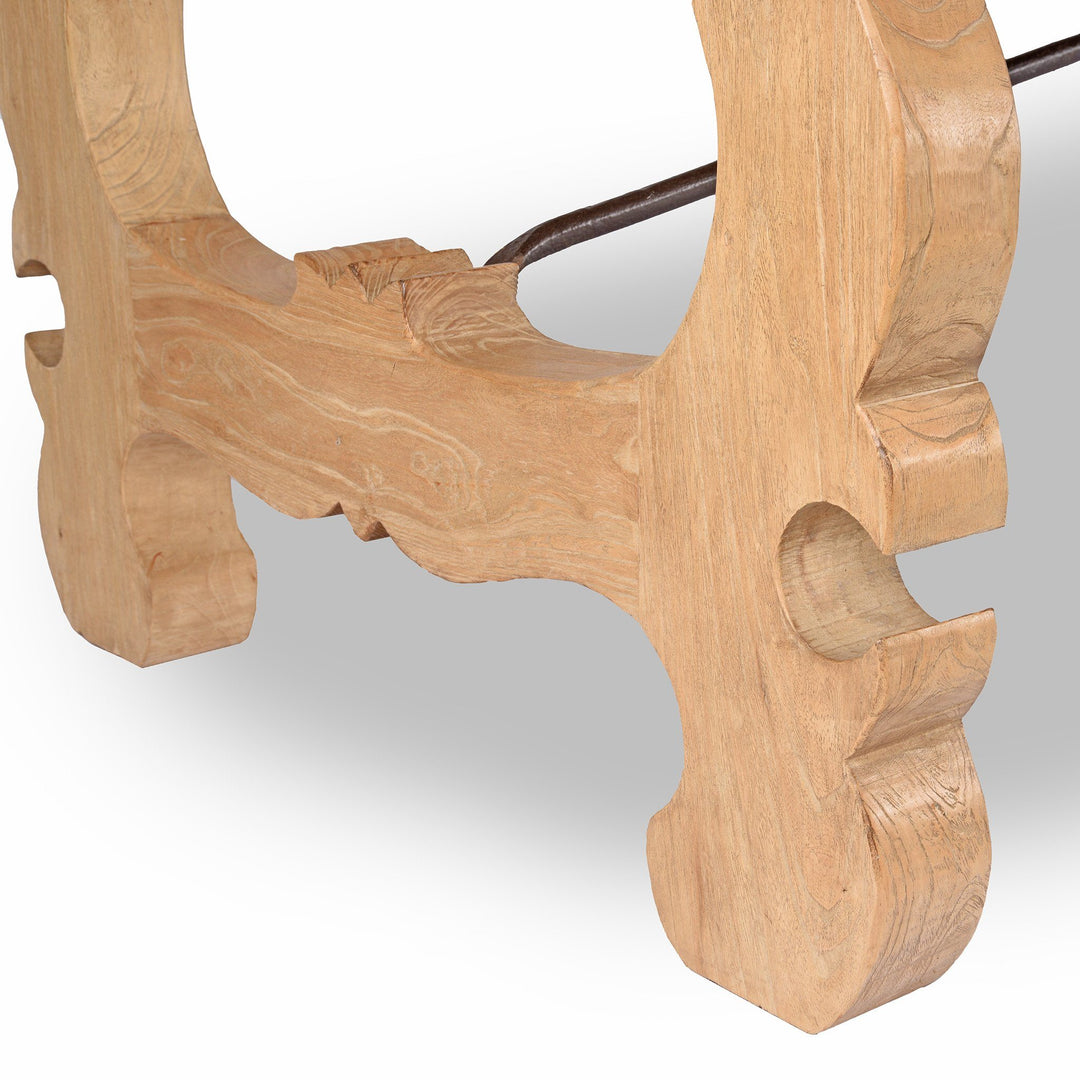 Scroll Base 6- 8 Seater Dining Table Made From Bleached Old Elm Door | Indigo Oriental Antiques