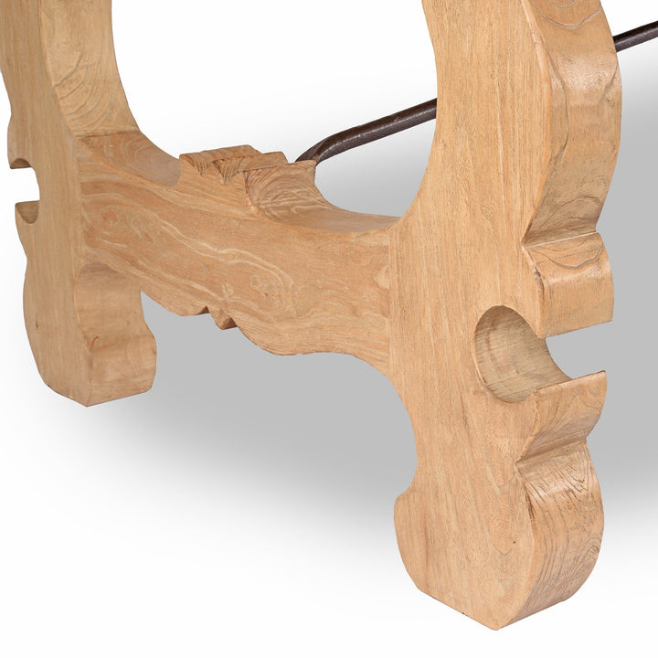 Scroll Base 6- 8 Seater Dining Table Made From Bleached Old Elm Door | Indigo Oriental Antiques