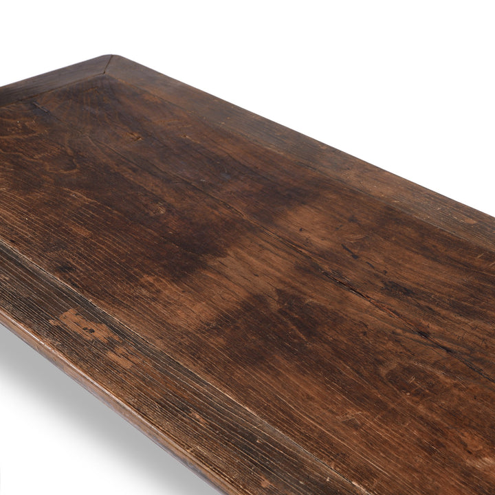 Top Detail of Ming Style Dining Table, Red Elm - 19thC