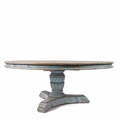 Round Pedestal Dining Table Made From Old Painted Pine