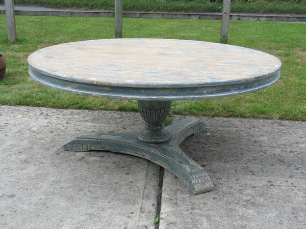 Round Pedestal Dining Table Made From Old Painted Pine