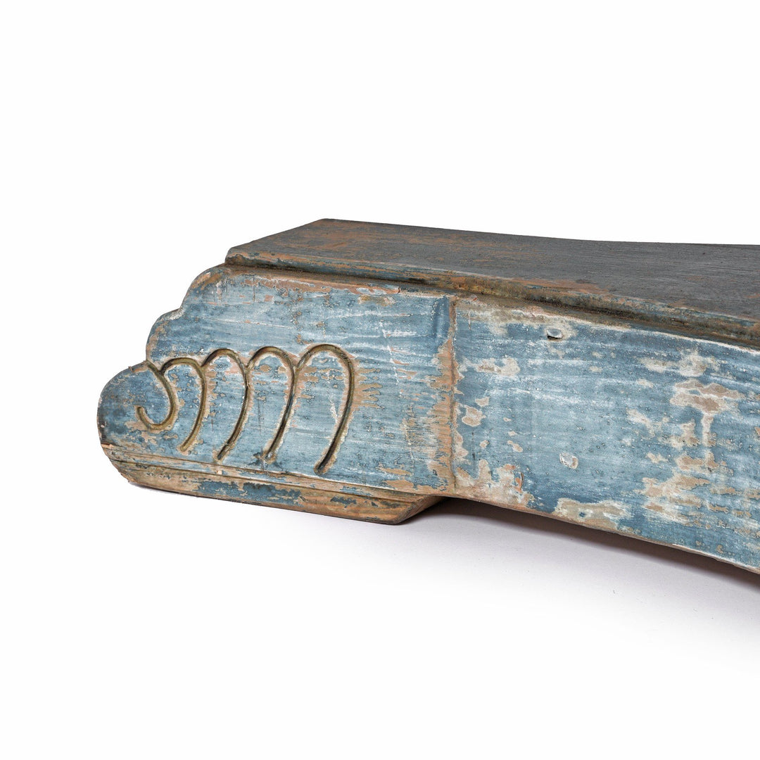 Round Pedestal Dining Table Made From Old Blue Painted Pine | Indigo Oriental Antiques