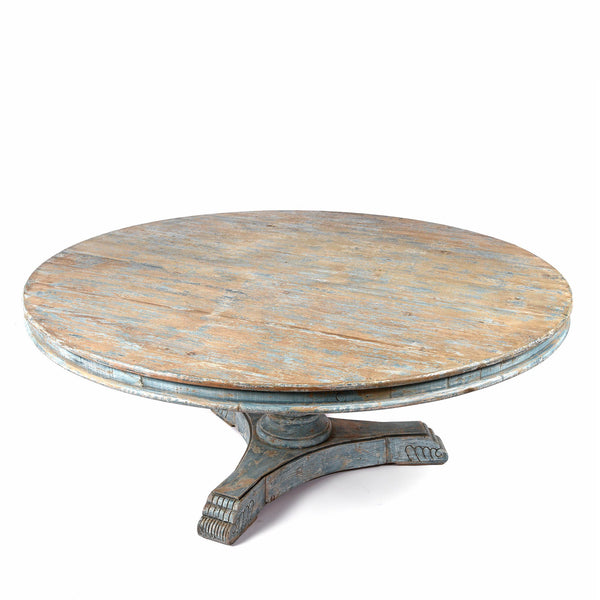 Round Pedestal Dining Table Made From Old Painted Pine
